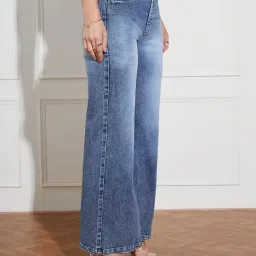 Miss Chase Light Blue Denim Solid Jeans image 3