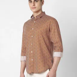 Van Heusen Orange Cotton Slim fit Geometric Shirts image 3