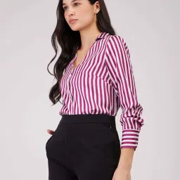 Fablestreet Maroon Striped Shirt image 3