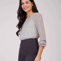 Fablestreet White & Black Printed Top image 3