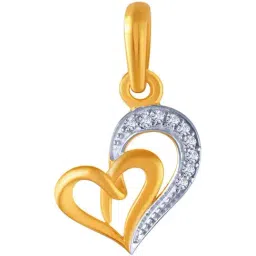 P.C. Chandra Jewellers 14k Yellow Gold Layered Heart Pendant for Women & Girls-image-82