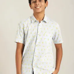 Indian Terrain Kids Blue Cotton Printed Shirt-image-34