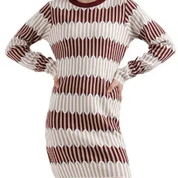 Elle Beige & White Printed Bodycon Dress-image-49