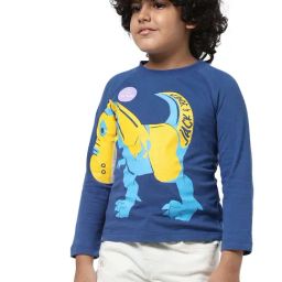 Jack & Jones Junior Blue & Yellow Cotton Printed Full Sleeves T-Shirt-picture-33