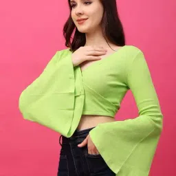 Cation Green Plain Crop Top-image-44