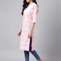 Aurelia Pink Cotton Printed Straight Kurta image 4