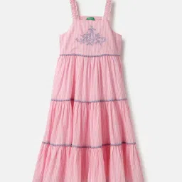 United Colors Of Benetton Girls Pink Cotton Regular Fit Striped Dress-picture-43