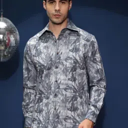 Campus Sutra Blue Viscose Regular Fit Printed Shirt-picture-22