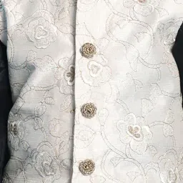 VASTRAMAY Boys Gold & Black Embroidery Full Sleeves Kurta Sets image 4