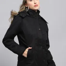 Monte Carlo Black Cotton Blend Solid Full Sleeve Jacket image 4