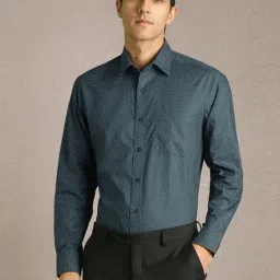 Louis Philippe Blue Cotton Regular Fit Printed Shirt-picture-35