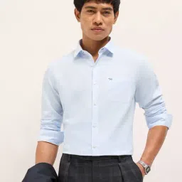The Bear House Blue Woven Design Regular Fit Shirt-image-62