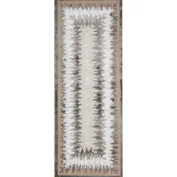 Obsessions Beige & White Polyester Abstract Bedside Runner image 2