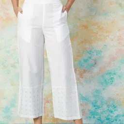 Melange by Lifestyle White Solid Pants-image-18