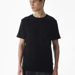 Jack & Jones Black Cotton Regular Fit T-Shirt-image-90