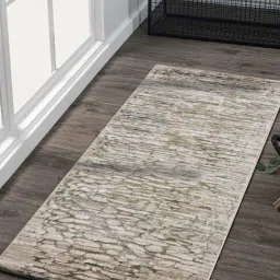 Obsessions Beige & Cream Polyester Abstract Bedside Runner-picture-21