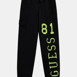Guess Boys Black Pure Cotton Printed Trackpants-image-33