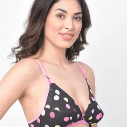 Clovia Black & Pink Printed Non-Wired Non Padded Everyday Bra image 2