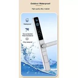 GOLENS Luxury Digital Door Lock with Long Handle Biometric Silver, X54 image 5