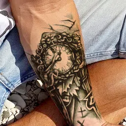 generic Temporary Tattoo Stickers for Men, Women, Boys & Girls Waterproof Tattoo Stickers Half Arm Forearm , Full Arm Compass Wolf Flowers Butterfly Stars angle wolf Armband words 3D Realistic Tattoo Stickers Multicolour Size-21X15 cm HB-035 image 2