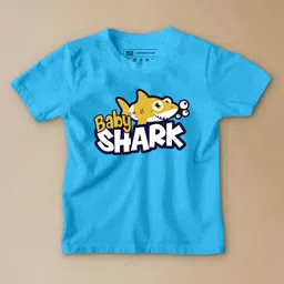 Be Awara Half Sleeves Baby Shark Printed Tee - Sky Blue-picture-15