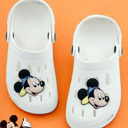 Disney by Yellow Bee Mickey Mouse Featuring Solid Perforated Clogs With Charms - White-picture-12
