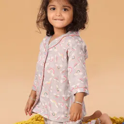 The Mini Trunk Kids Printed Lapel Collar Night suit image 5