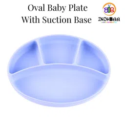 ZoZoBaa Silicone Plate for Babies Toddlers & Kids |Suction Base Divided Portion BPA-Free, Non-Slip, Microwave & Dishwasher Safe | Plate for Baby, Purple image 2