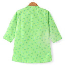 Babyhug Cotton Full Sleeves Kurta & Pyjama Set with Triangle Print- Green image 3