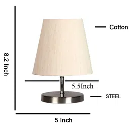 Devansh off-white cotton Round Metal Steel Table Lamp image 3