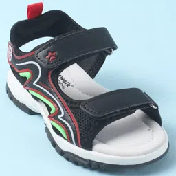 Cute Walk by Babyhug Velcro Closure Sandals with Fashion Text Print - Black image 3