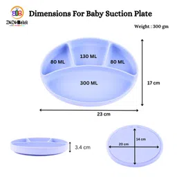 ZoZoBaa Silicone Plate for Babies Toddlers & Kids |Suction Base Divided Portion BPA-Free, Non-Slip, Microwave & Dishwasher Safe | Plate for Baby, Purple image 3