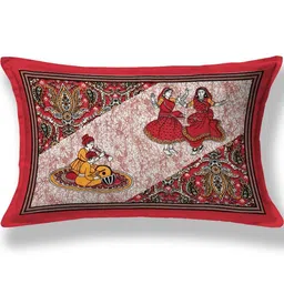 MILAAV Red Ethnic Motifs 144 TC Single Bedsheet with 1 Pillow Covers image 2