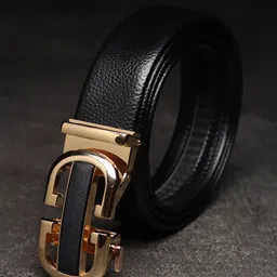 WINSOME DEAL Men Textured Slider Buckle Closure Belt image 1