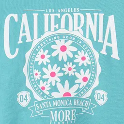 Doreme Fleece Knit Full Sleeves Sweatshirt With Text & Floral Print - Bondy Blue image 4