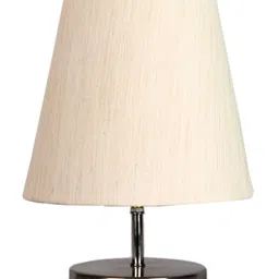 Devansh off-white cotton Round Metal Steel Table Lamp image 4