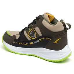 Asian Go Chase Text Detailed Colour Blocked Sneakers - Beige & Leaf Green image 5