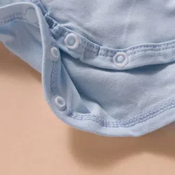 Mark & Mia Woven Half Sleeves Frock Style Party Onesie with Embroidery & Frill Detailing - Light Blue image 4