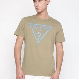 GUESS Men Typography Printed Round Neck Cotton T-shirt image 1