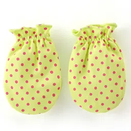 Babyhug 100% Cotton Mittens & Booties Polka Dots Print - Green image 5