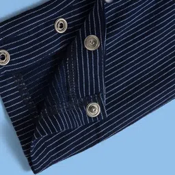 Mark & Mia Knit Full Sleeves Partywear Romper with Bow & Stripes Print - Navy Blue image 5