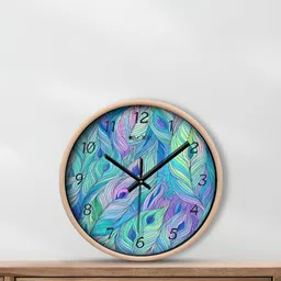OLIVE TREE Cream-Coloured & Green Printed Contemporary Wall Clock image 2