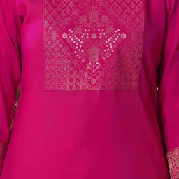 Meeranshi Women Ethnic Motifs Embroidered Regular Thread Work Linen Kurta with Trousers & With Dupatta image 5