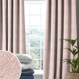 CASABLEU Pink 2 Pieces Self Design Black Out Long Door Curtains-picture-34