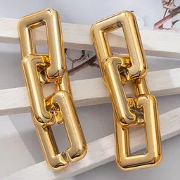 Zaphariq Gold-Plated Korean Geometric Shaped Drop Earrings-picture-10