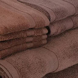 BIANCA Set Of 8 Brown Solid 500 GSM Cotton Towels Set image 5