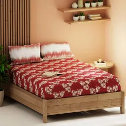 Bianca Magnolia Burgundy 152 TC Micro Fabric Double Bedsheet with 2 Pillow Covers image 3