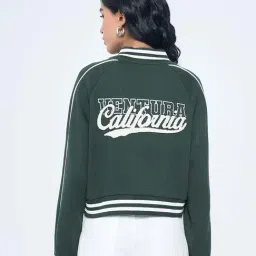 People By Pantaloons Bottle Green Regular Fit Embroidered Jacket image 2