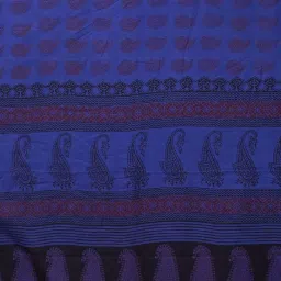 Unnati Silks Blue Cotton Printed Saree With Unstitched Blouse image 3
