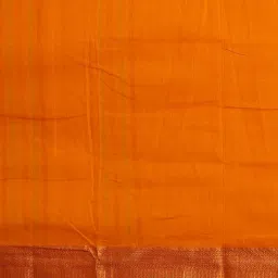 Unnati Silks Orange & Golden Cotton Woven Saree With Unstitched Blouse image 3